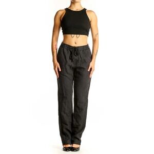 VINCE Black Hemp Drawstring Waist Tapered Leg Casual Pants Womens Medium